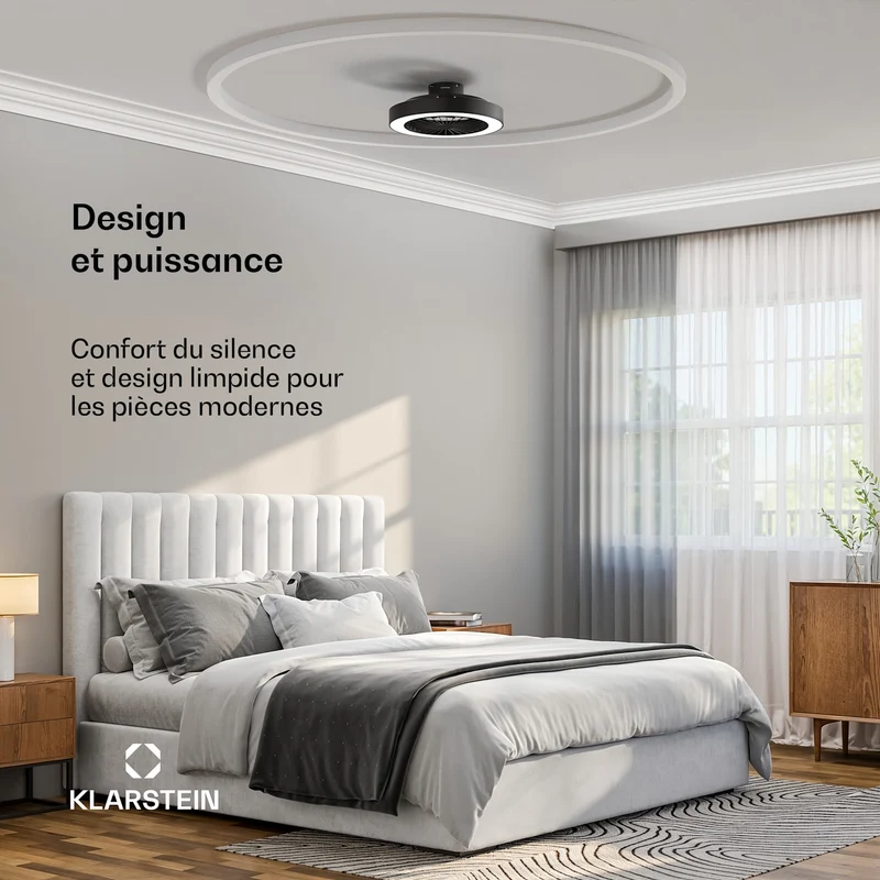 ZenBreeze Ventilateur de plafond connecté avec éclairage | 48 cm | 16 W | Silencieux | LED | Acrylique