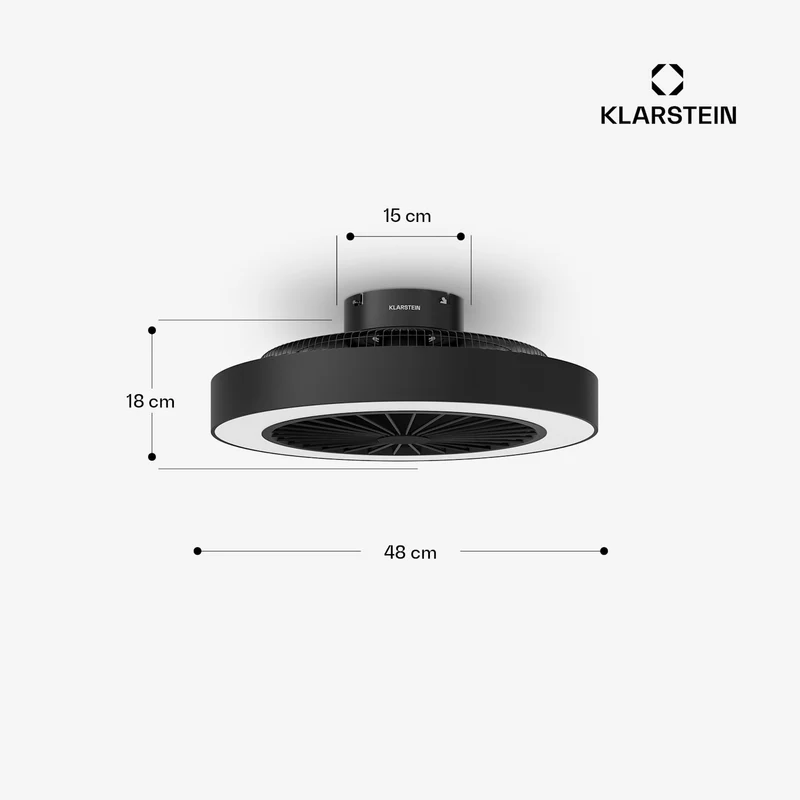 ZenBreeze Ventilateur de plafond connecté avec éclairage | 48 cm | 16 W | Silencieux | LED | Acrylique