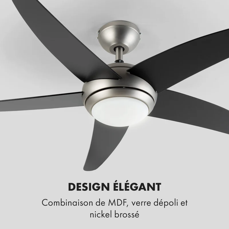 Bolero ventilateur de plafond 134cm éclairage 55W télécommande noir