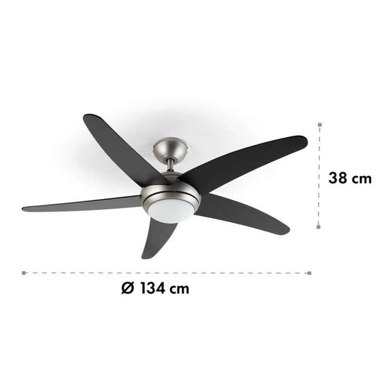 Bolero ventilateur de plafond 134cm éclairage 55W télécommande noir