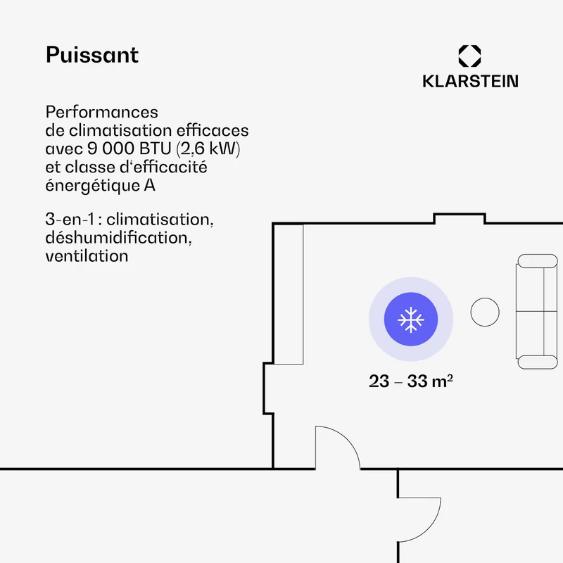 Pure Blizzard Smart 9k climatiseur mobile 9000 BTU/2,6 kW CEE A télécommande