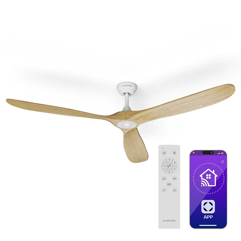 Bahama Breeze Smart Ventilateur de plafond | Pales de rotor en bois massif | Télécommande + contrôle par application