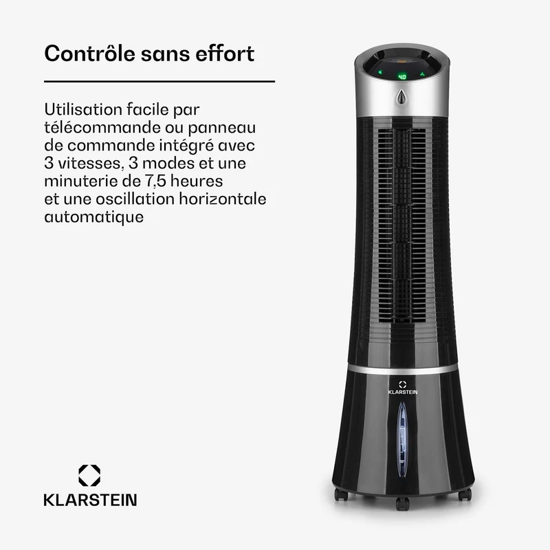 Skyscraper Ice 4-in-1 Rafraîchisseur d'air et Ventilateur 180 m³/h 30 W Oscillation mobile Télécommande