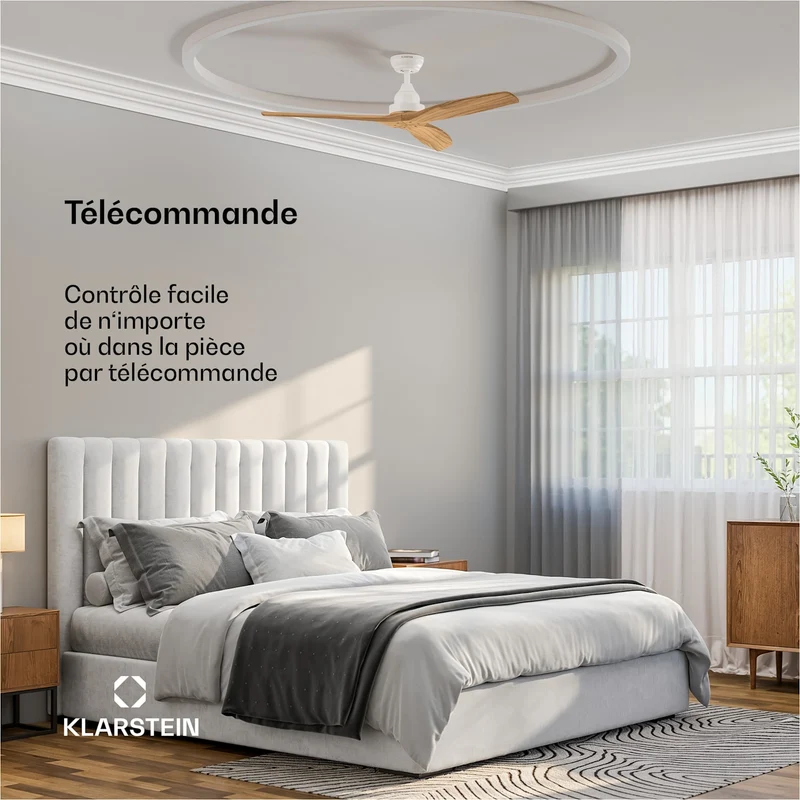 Santa Elena Ventilateur de plafond | 132 cm | 35 W | 25 m² | Fonctionnement silencieux | Bois