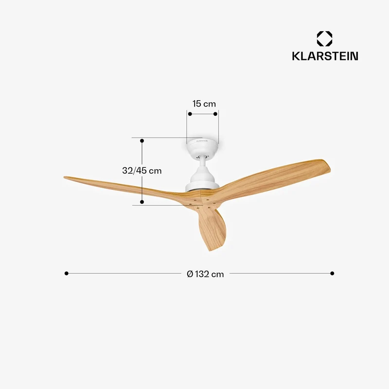 Santa Elena Ventilateur de plafond | 132 cm | 35 W | 25 m² | Fonctionnement silencieux | Bois