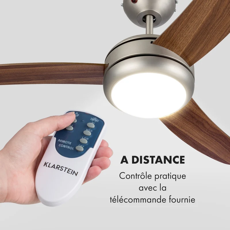 El Paso ventilateur de plafond plafonnier 52" 10344 m³/h 3 pales imitation chêne foncé