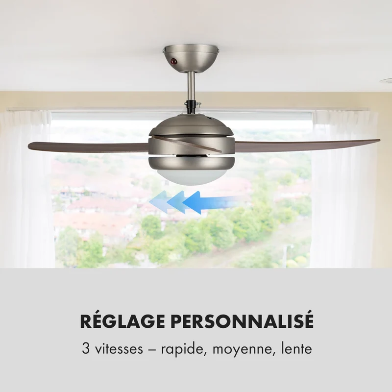 El Paso ventilateur de plafond plafonnier 52" 10344 m³/h 3 pales imitation chêne foncé