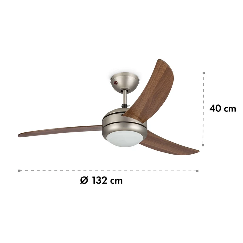 El Paso ventilateur de plafond plafonnier 52" 10344 m³/h 3 pales imitation chêne foncé