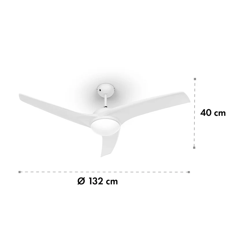 Figo ventilateur de plafond 52" 55 W plafonnier 2x42 W télécommande blanc