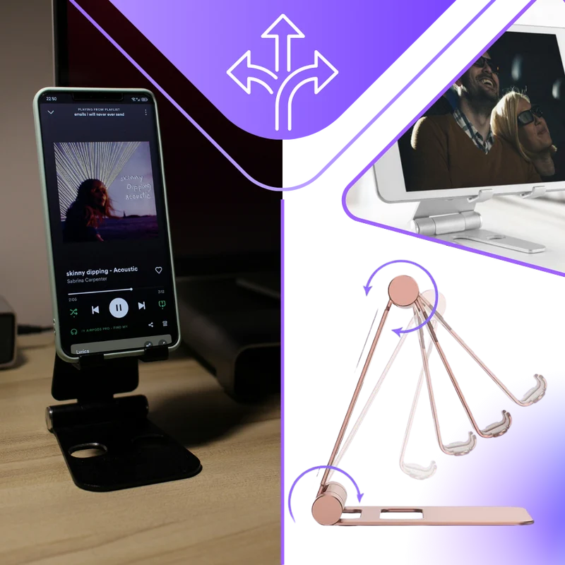 Support pivotant et pliable pour téléphone et tablette