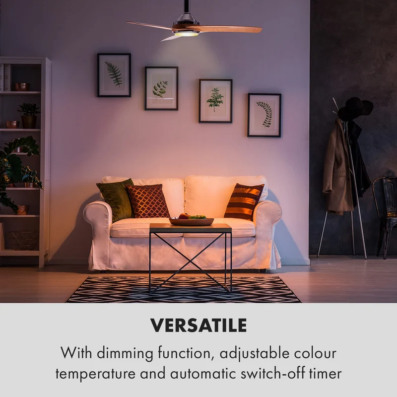 Silent Service Ventilateur de plafond Ø: 128 cm, puissance: 25 watts aspect bois