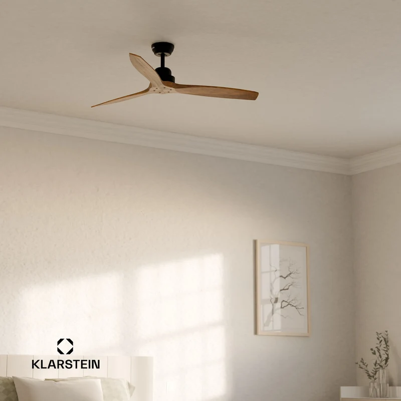 Santa Elena Ventilateur de plafond 52" 9.060m³/h Pales en bois véritable 6 vitesses Télécommande