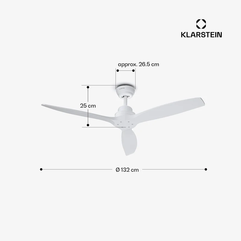 Santa Elena Ventilateur de plafond 52" 9060 m³/h Pales en bois véritable 6 vitesses Télécommande