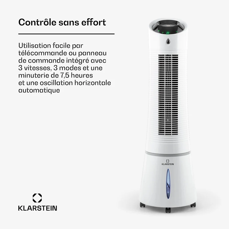 Skyscraper Ice 4-in-1 Rafraîchisseur d'air et Ventilateur 180 m³/h 30 W Oscillation mobile Télécommande
