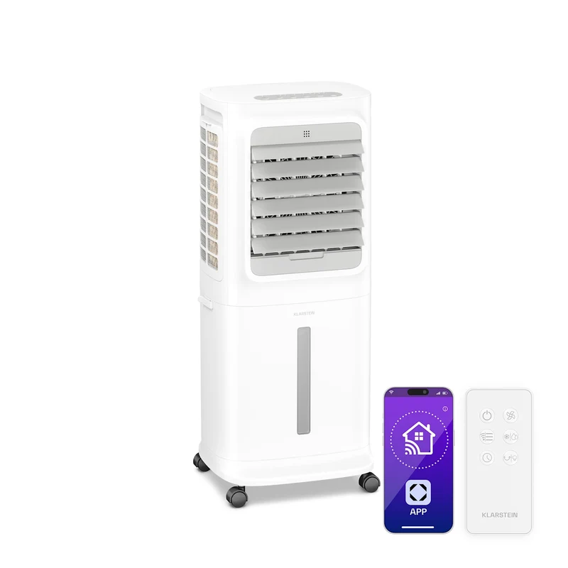 Breezcube Rafraîchiseur d'air connecté avec refroidissement à eau | 340 m³/h | 10 l | 30 m² | 3 modes | 50 W