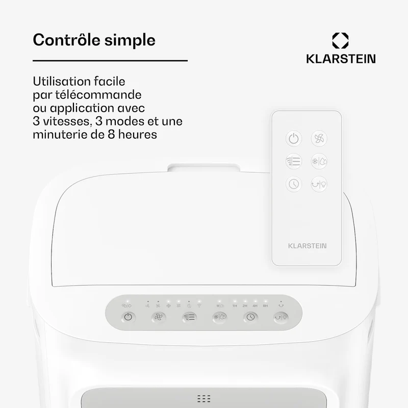 Breezcube Rafraîchiseur d'air connecté avec refroidissement à eau | 340 m³/h | 10 l | 30 m² | 3 modes | 50 W