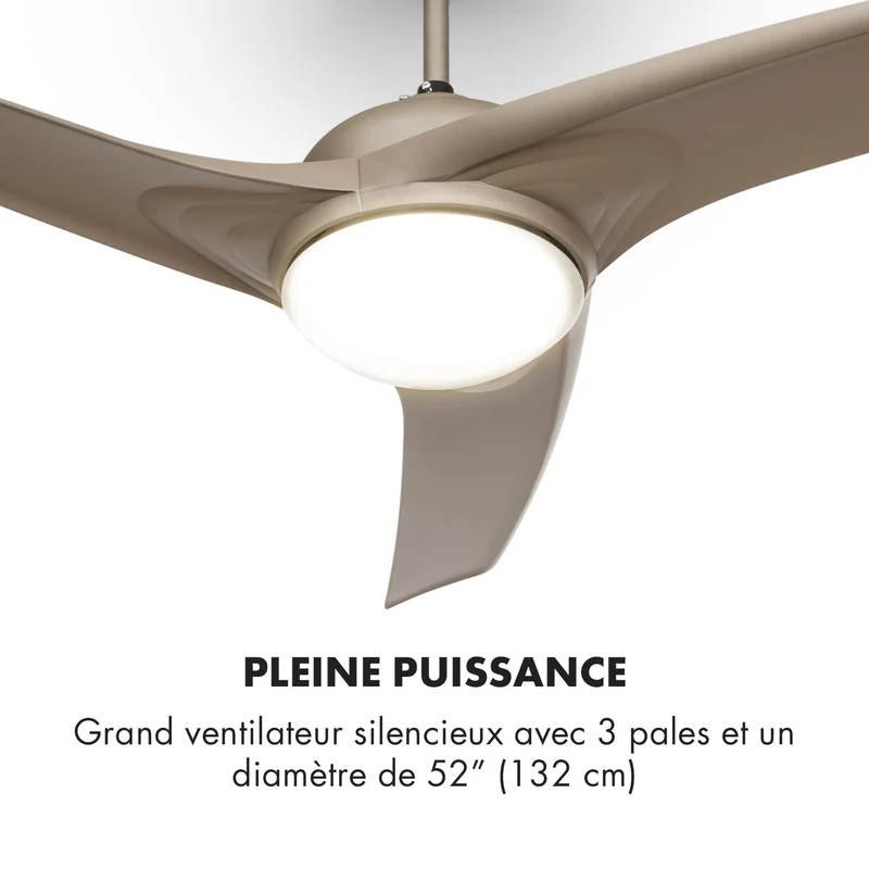 Figo ventilateur de plafond 52" 55 W plafonnier 2x42 W télécommande titane