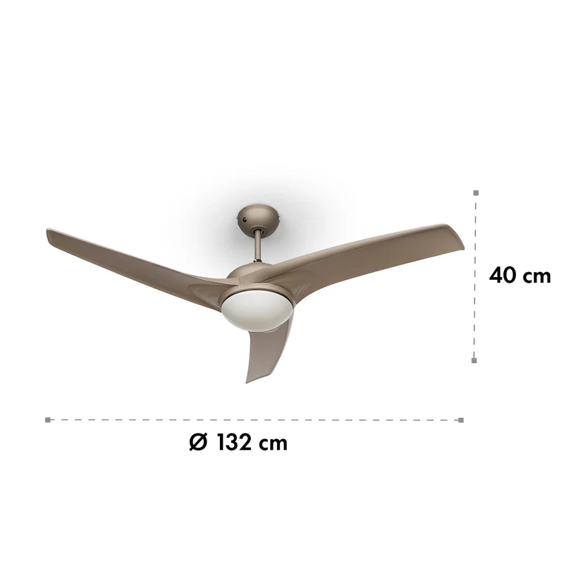 Figo ventilateur de plafond 52" 55 W plafonnier 2x42 W télécommande titane