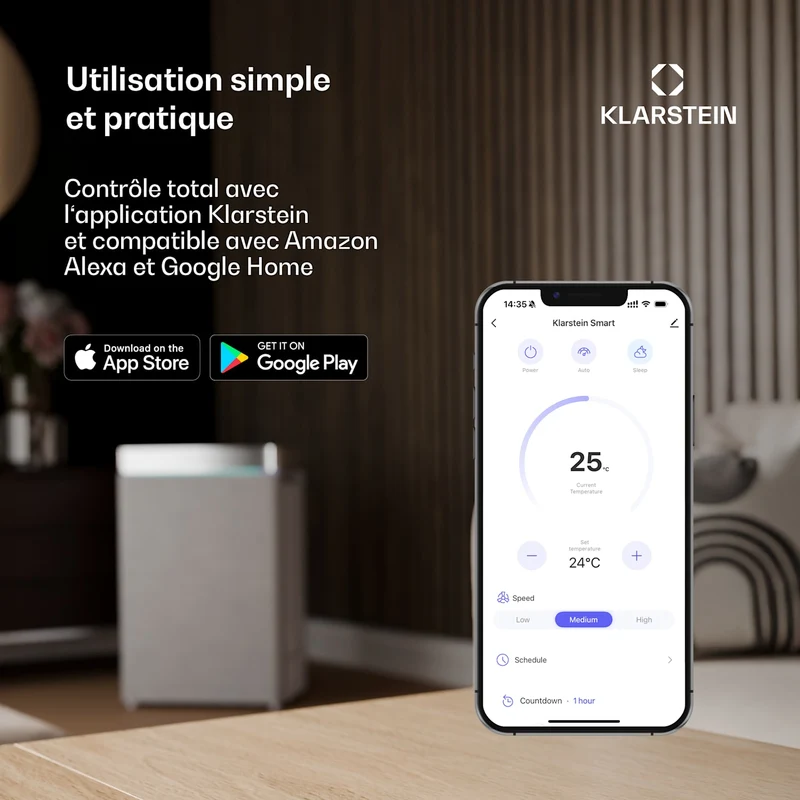 Aero Ring 7K climatiseur mobile intelligent 7 000 BTU pour max. 25 m² avec commande vocale
