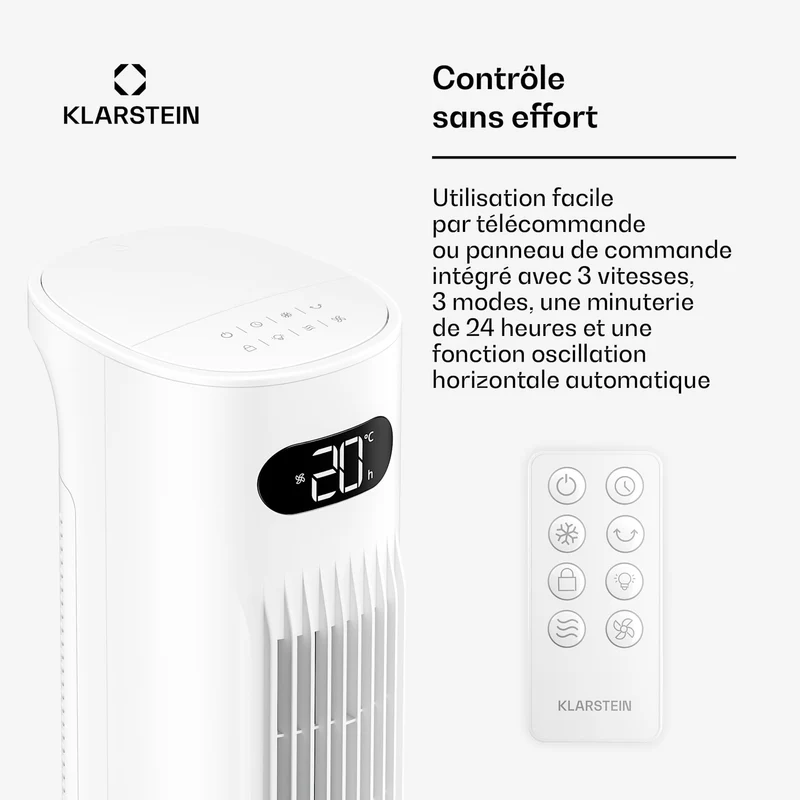 Klarstein Polar Rafraîchisseur d'air à eau connecté | Design pratique, puissance élevée et commande intelligente