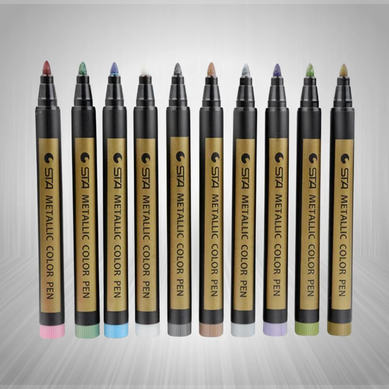 Stylos marqueurs couleurs effet métallique (Pack de 10 stylos)