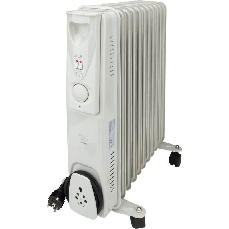 Radiateur bain d'huile Mobioil 1000W à 2500W - 3 niveaux de chauffe - blanc - Voltman