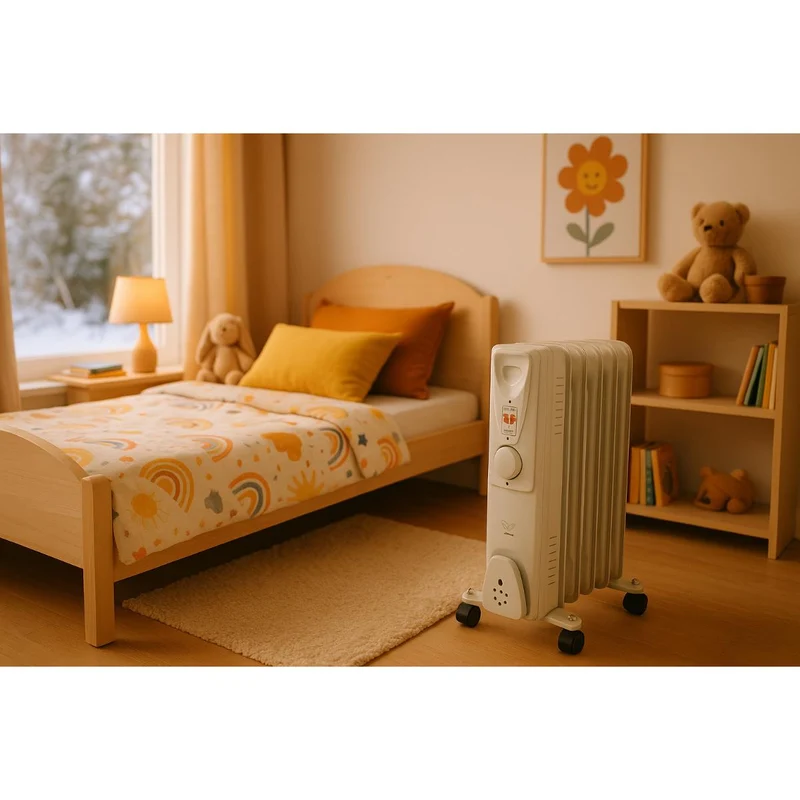 Radiateur bain d'huile Mobioil 1000W à 2500W - 3 niveaux de chauffe - blanc - Voltman