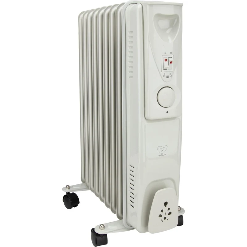 Radiateur bain d'huile Mobioil 1000W à 2500W - 3 niveaux de chauffe - blanc - Voltman