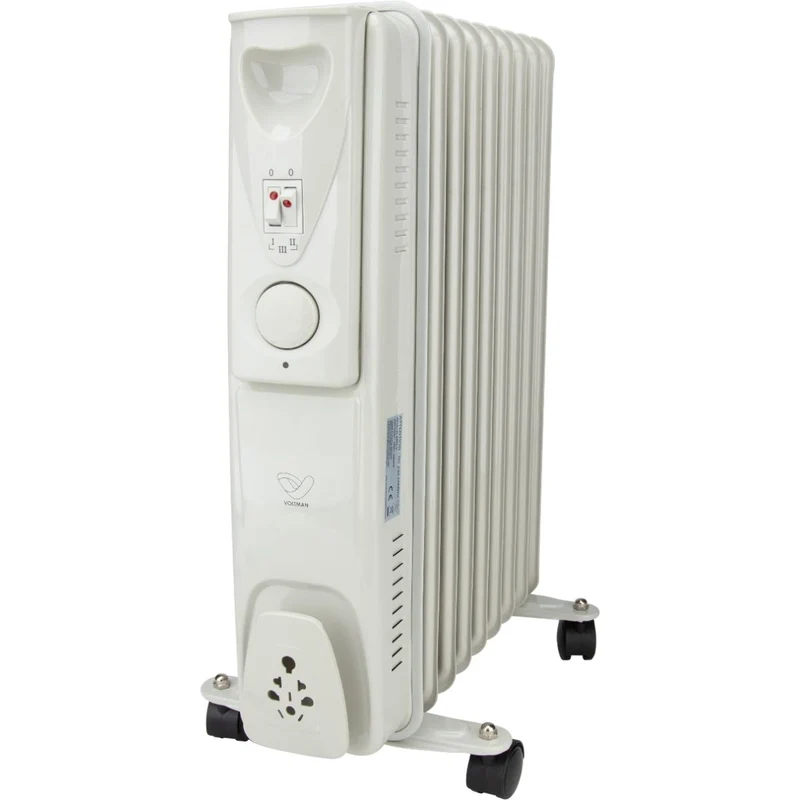 Radiateur bain d'huile Mobioil 1000W à 2500W - 3 niveaux de chauffe - blanc - Voltman