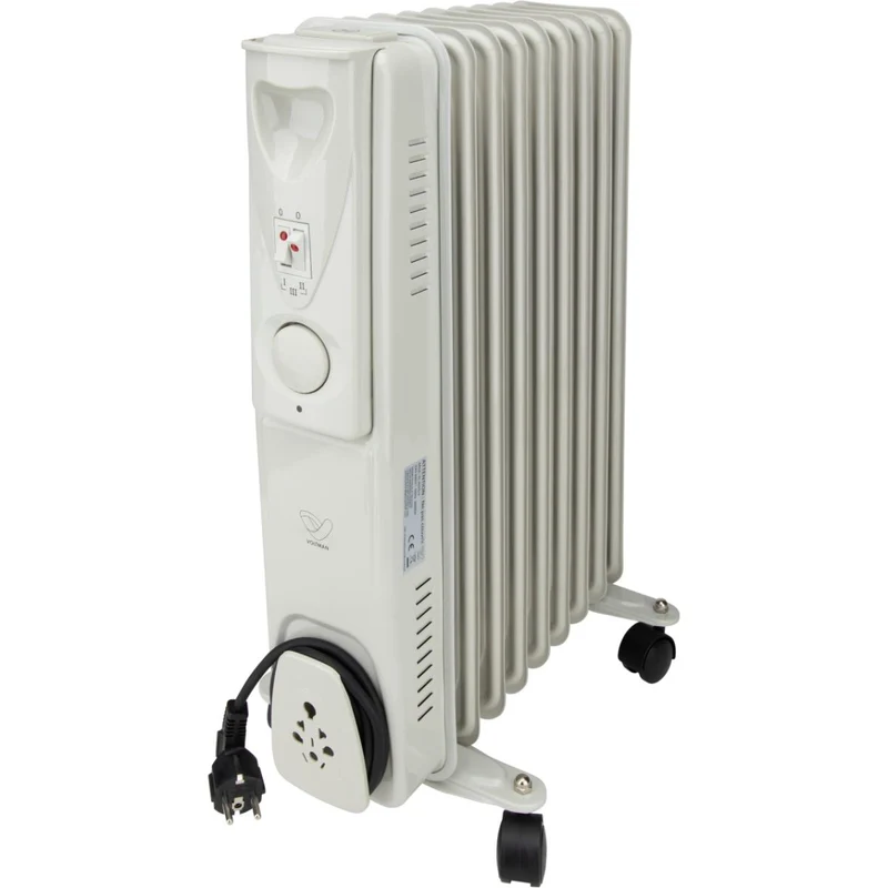 Radiateur bain d'huile Mobioil 1000W à 2500W - 3 niveaux de chauffe - blanc - Voltman