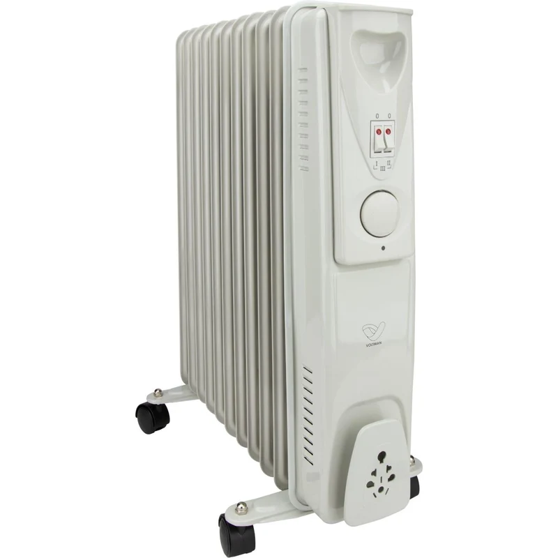 Radiateur bain d'huile Mobioil 1000W à 2500W - 3 niveaux de chauffe - blanc - Voltman
