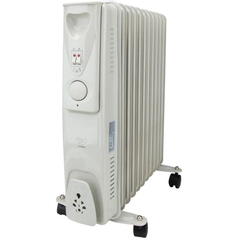Radiateur bain d'huile Mobioil 1000W à 2500W - 3 niveaux de chauffe - blanc - Voltman