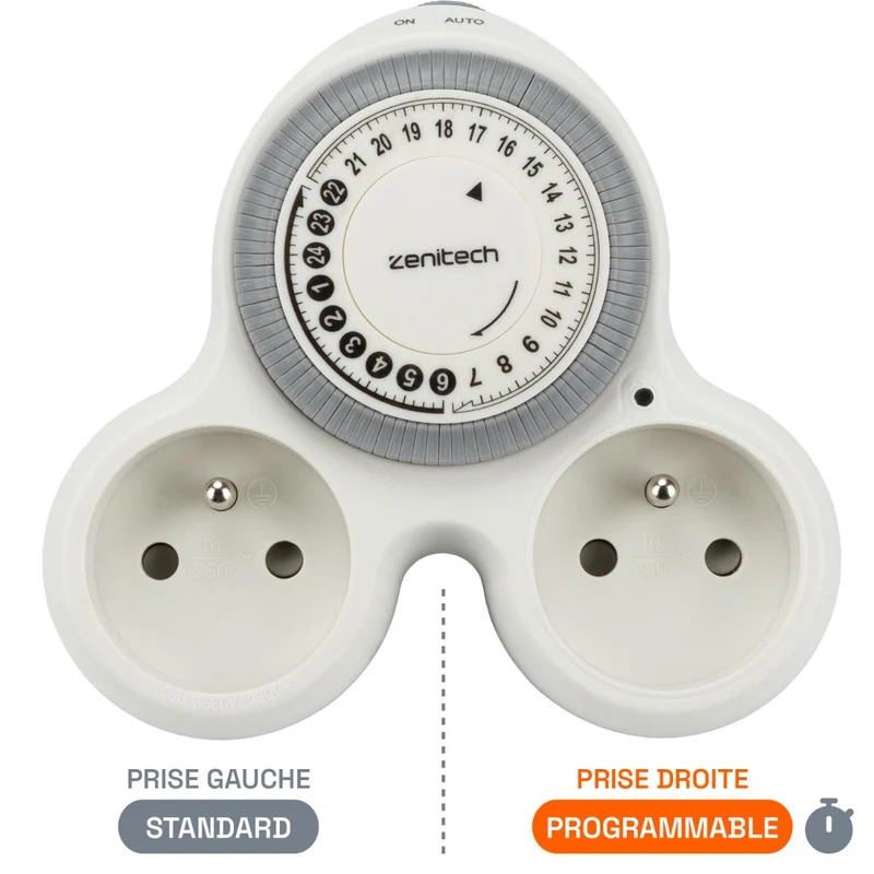 Biplite programmable verticale 2x16A - Blanc - Bolea - Zenitech