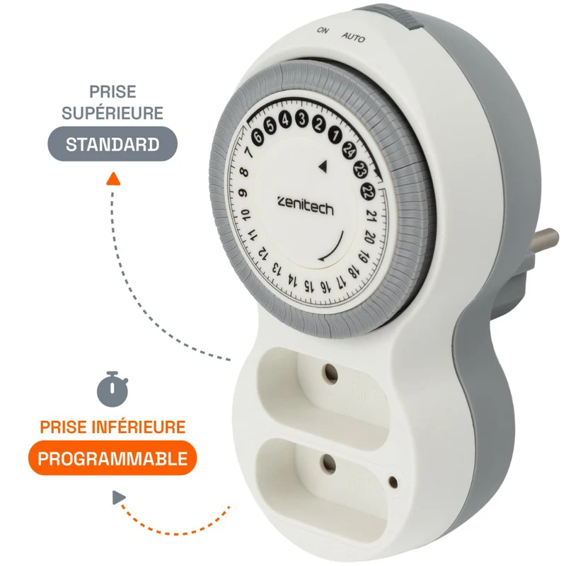 Biplite programmable horizontale 2x6A - Blanc - Bolea - Zenitech