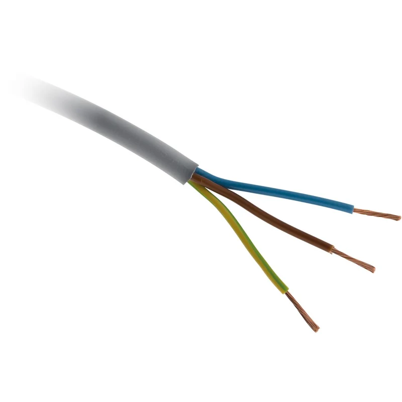 Câble d'alimentation électrique souple H05VV-F 3G2,5 mm² - gris - 60m - Zenitech