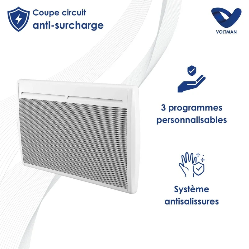 Chauffage électrique panneaux rayonnants 500 à 2000W - Voltman