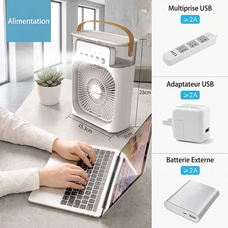 Ventilateur Climatiseur 3 en 1 Humidificateur - Canicule été