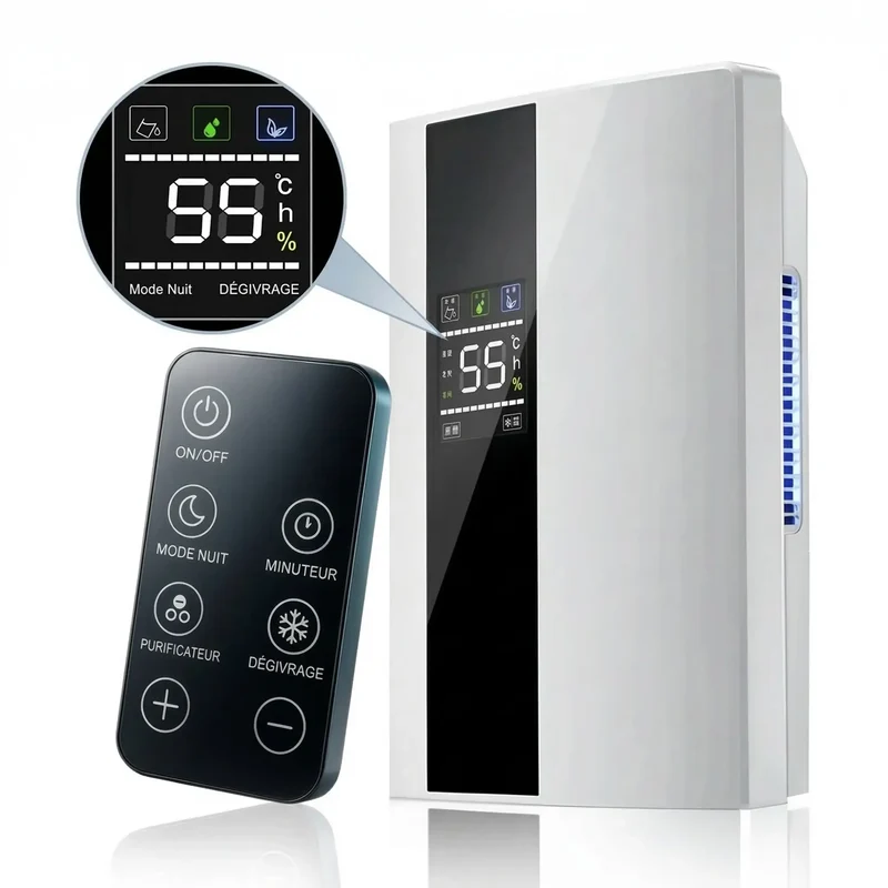 Déshumidificateur et Purificateur d'Air Intelligent 2-en-1 – Silencieux