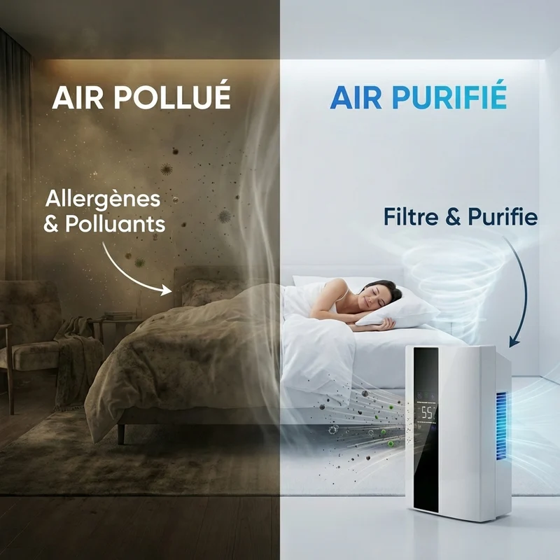 Déshumidificateur et Purificateur d'Air Intelligent 2-en-1 – Silencieux