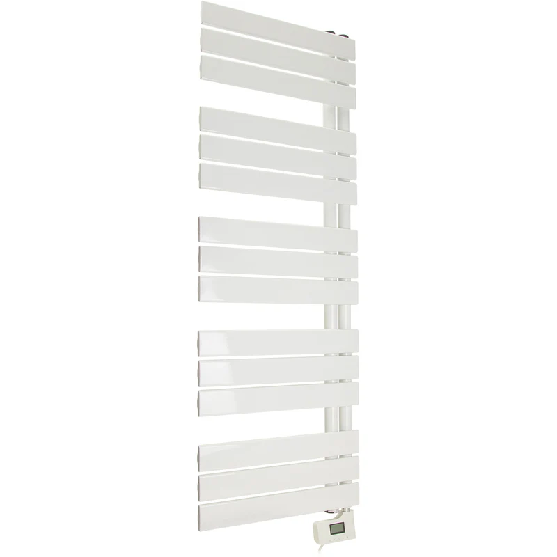 Sèche serviette aluminium - 500W - blanc - barres plates en "E" - Voltman
