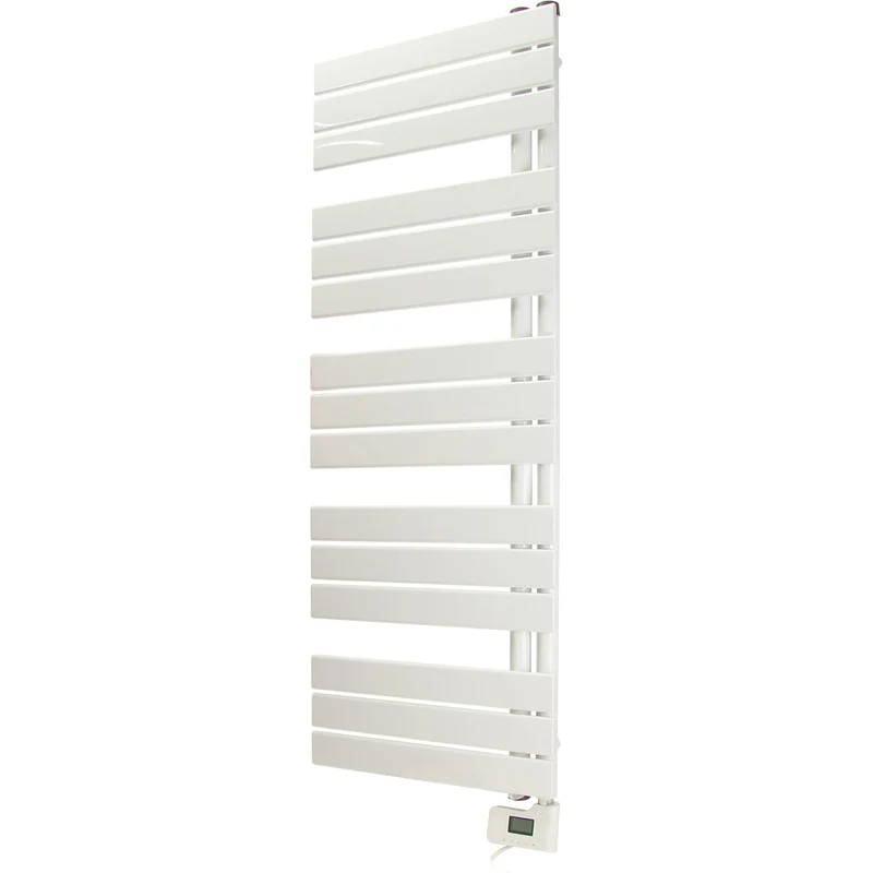 Sèche serviette aluminium - 500W - blanc - barres plates en "E" - Voltman