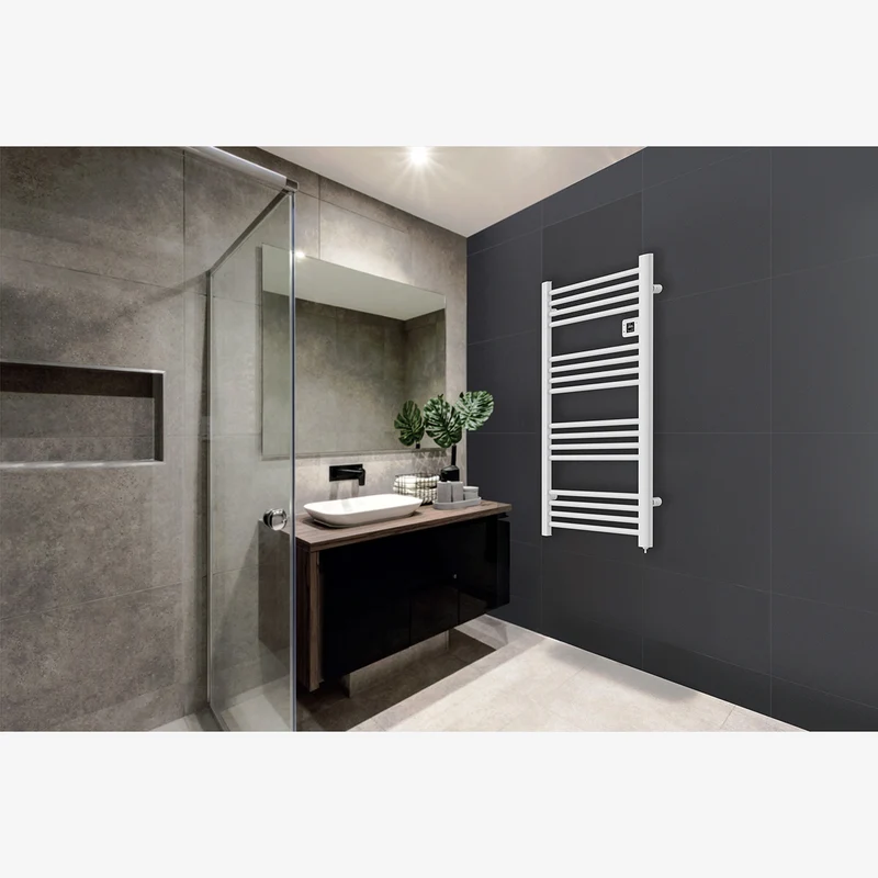 Sèche serviette aluminium 500/750/1500W barres rondes - blanc - Voltman