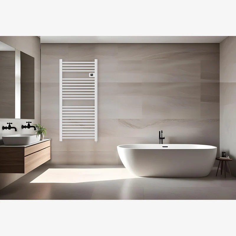 Sèche serviette aluminium 500/750/1500W barres rondes - blanc - Voltman