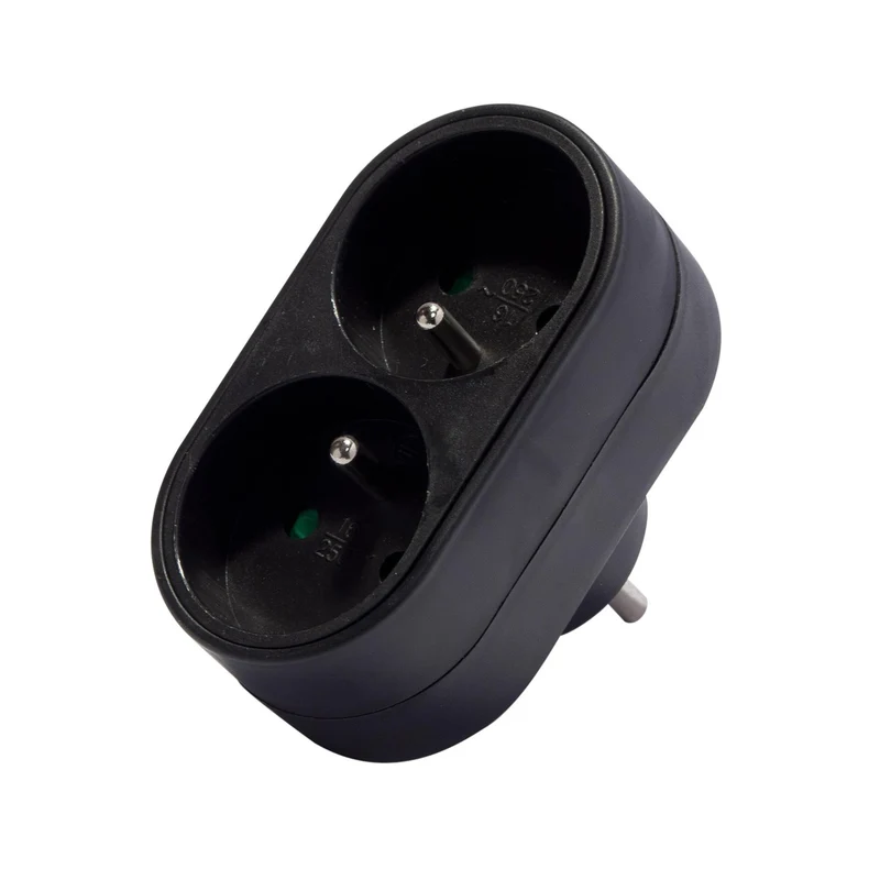 Biplite domino 2x16A 3500W 250V - Noir - Chacon