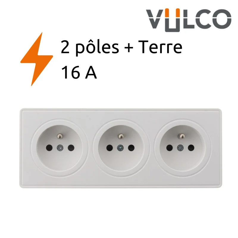 Prise triple saillie 2P+T Vulco Zenitech