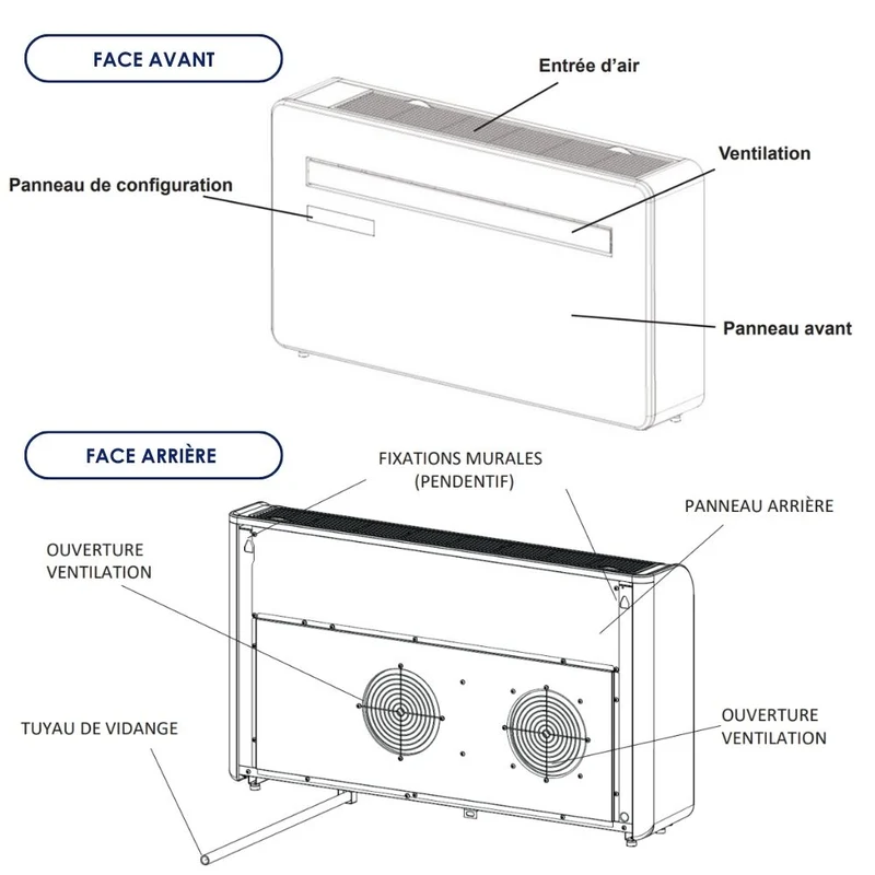 Pompe à chaleur Climatiseur Monobloc intérieur Wifi KUB-E+ 8000/10000/12000BTU - Voltman