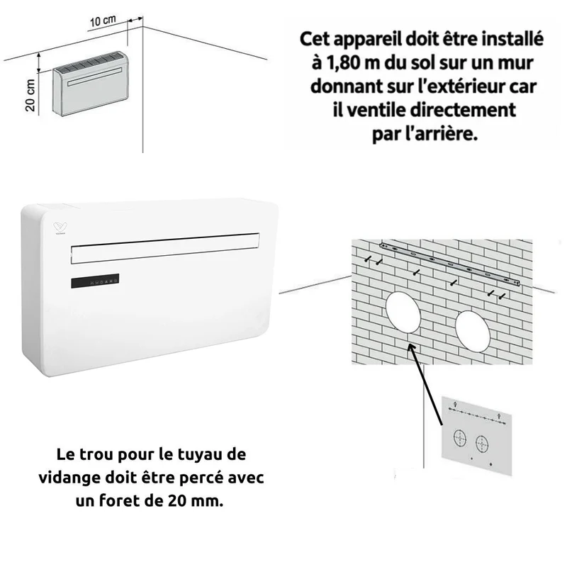 Pompe à chaleur Climatiseur Monobloc intérieur Wifi KUB-E+ 8000/10000/12000BTU - Voltman