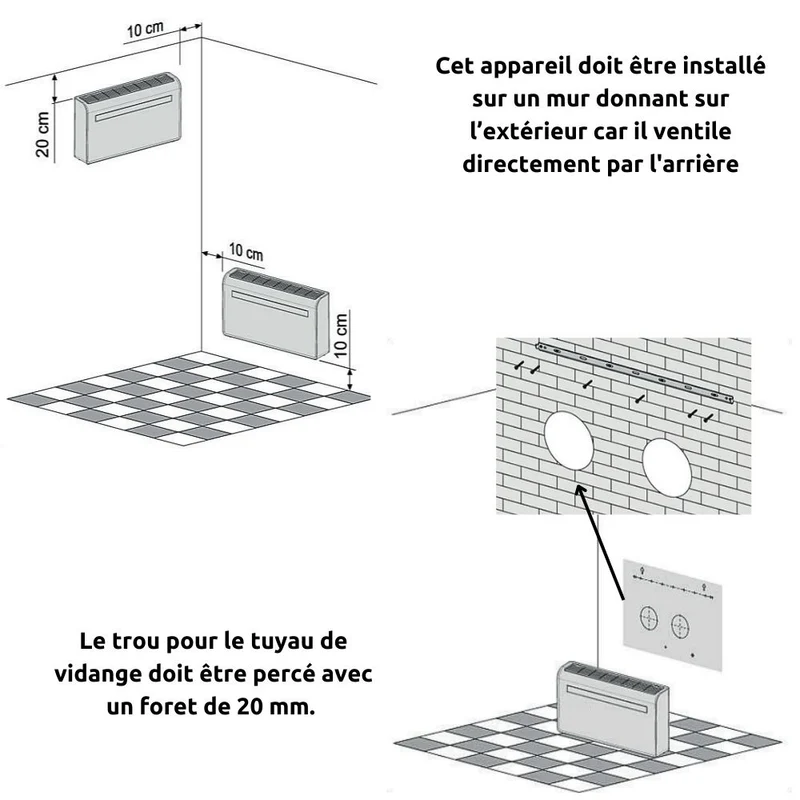 Climatiseur monobloc mural KUB-E+ 8000BTU 500 m³/h 2350 W - Wifi - Voltman