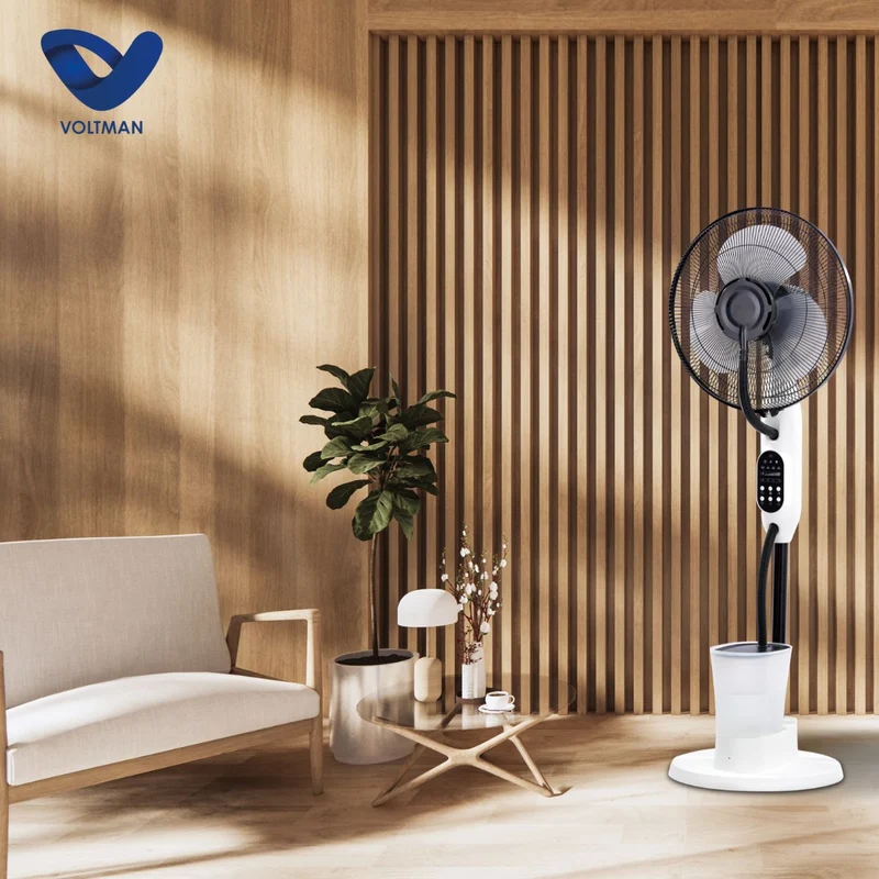 Ventilateur Brumisateur Silencieux et Oscillant - 75W - Blanc 40cm - 3 Vitesses - Voltman