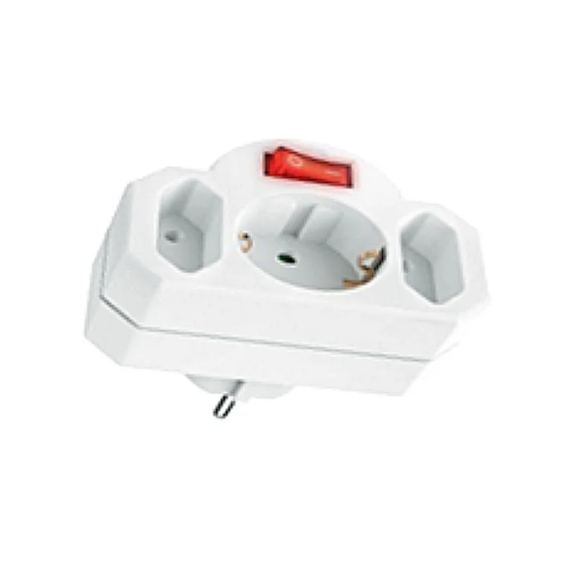 Triplite Schuko 2x2,5A + 1x16A avec interrupteur - Blanc - Zenitech
